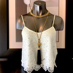 Ambiance Women’s Large White Lace Tank Top NWT